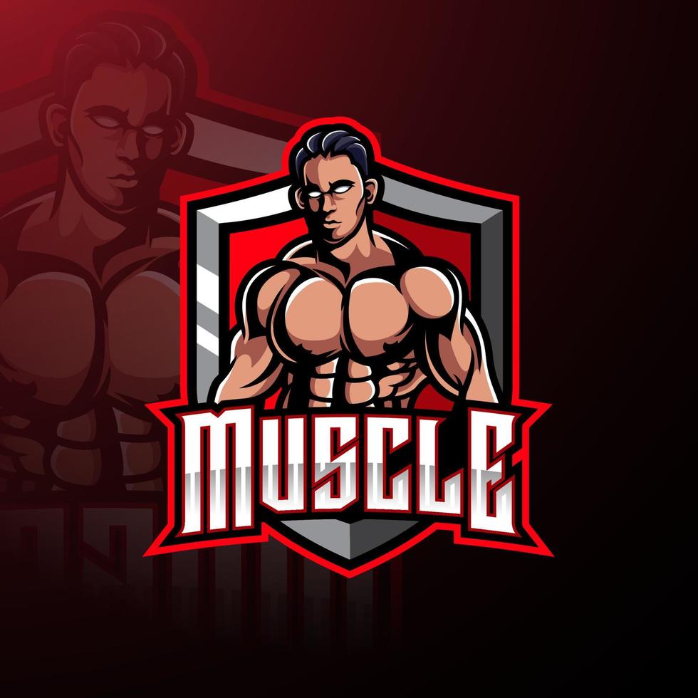Muscular man mascot logo design vector