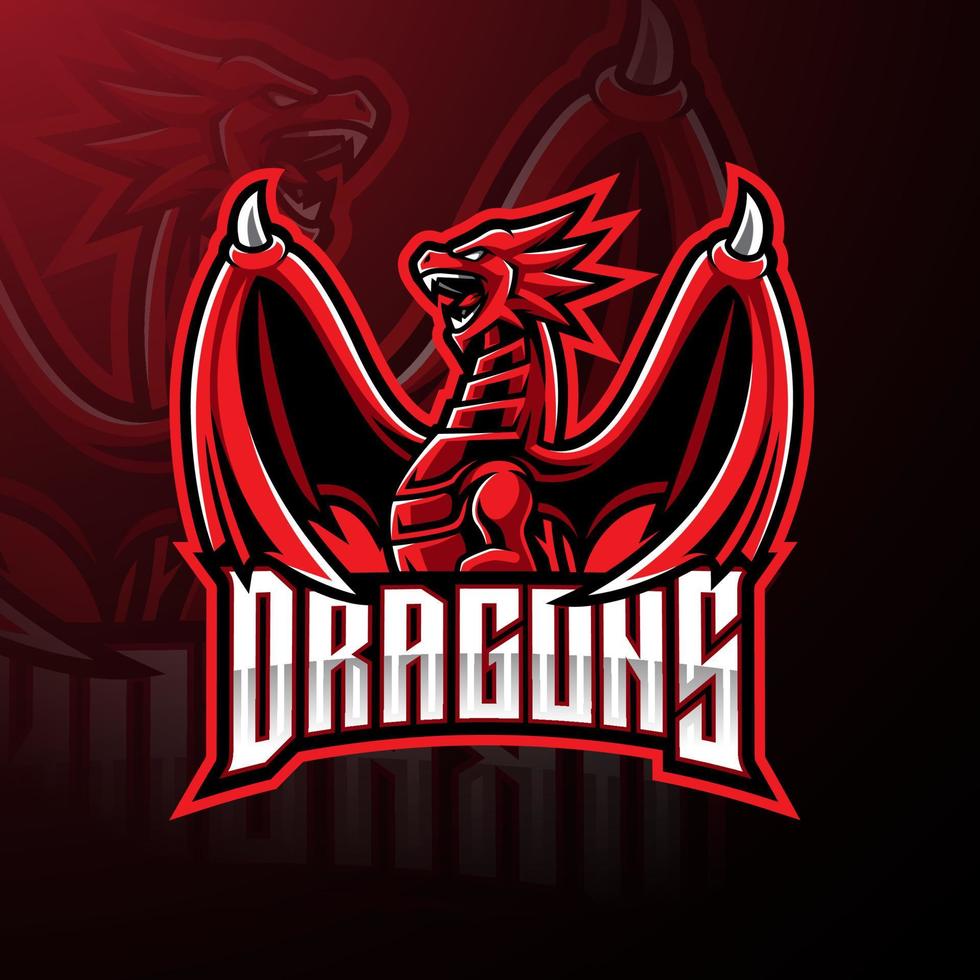 diseño de logotipo de mascota dragon esport vector