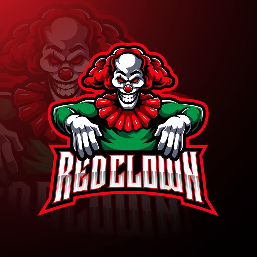 diseño de logotipo de mascota de deporte payaso rojo vector