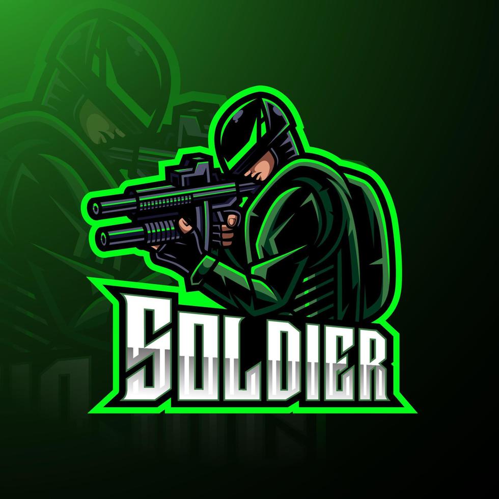 soldado mascota esport gaming logo vector