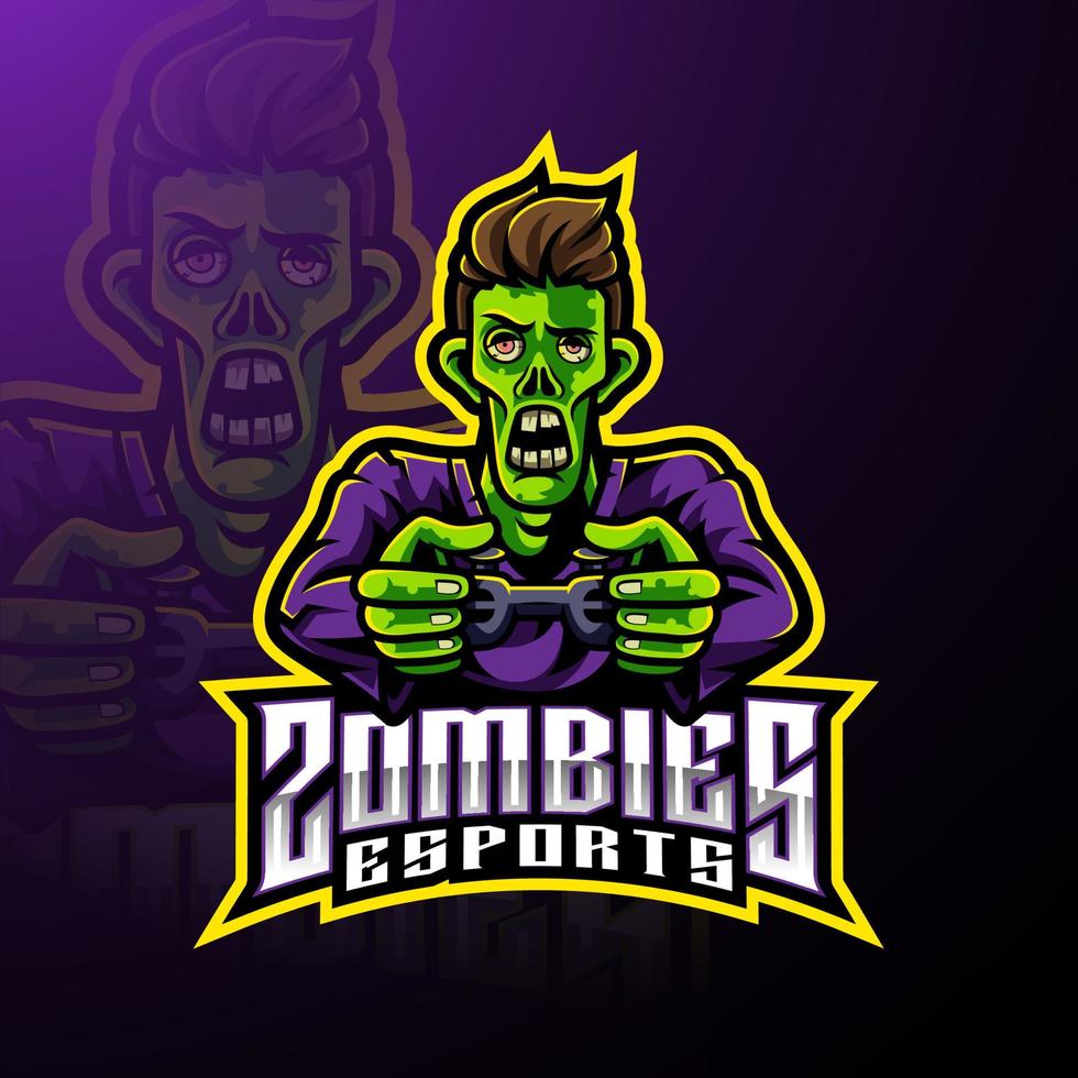 diseño de logotipo de mascota zombie no-muerto vector