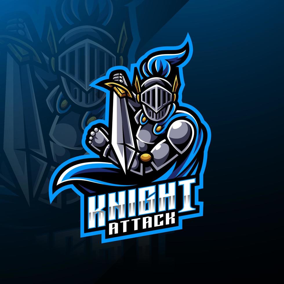 diseño de logotipo de mascota knight esport vector