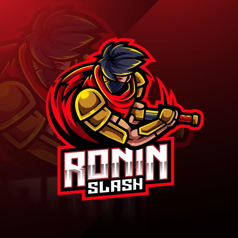 diseño de logotipo de mascota deportiva ronin vector