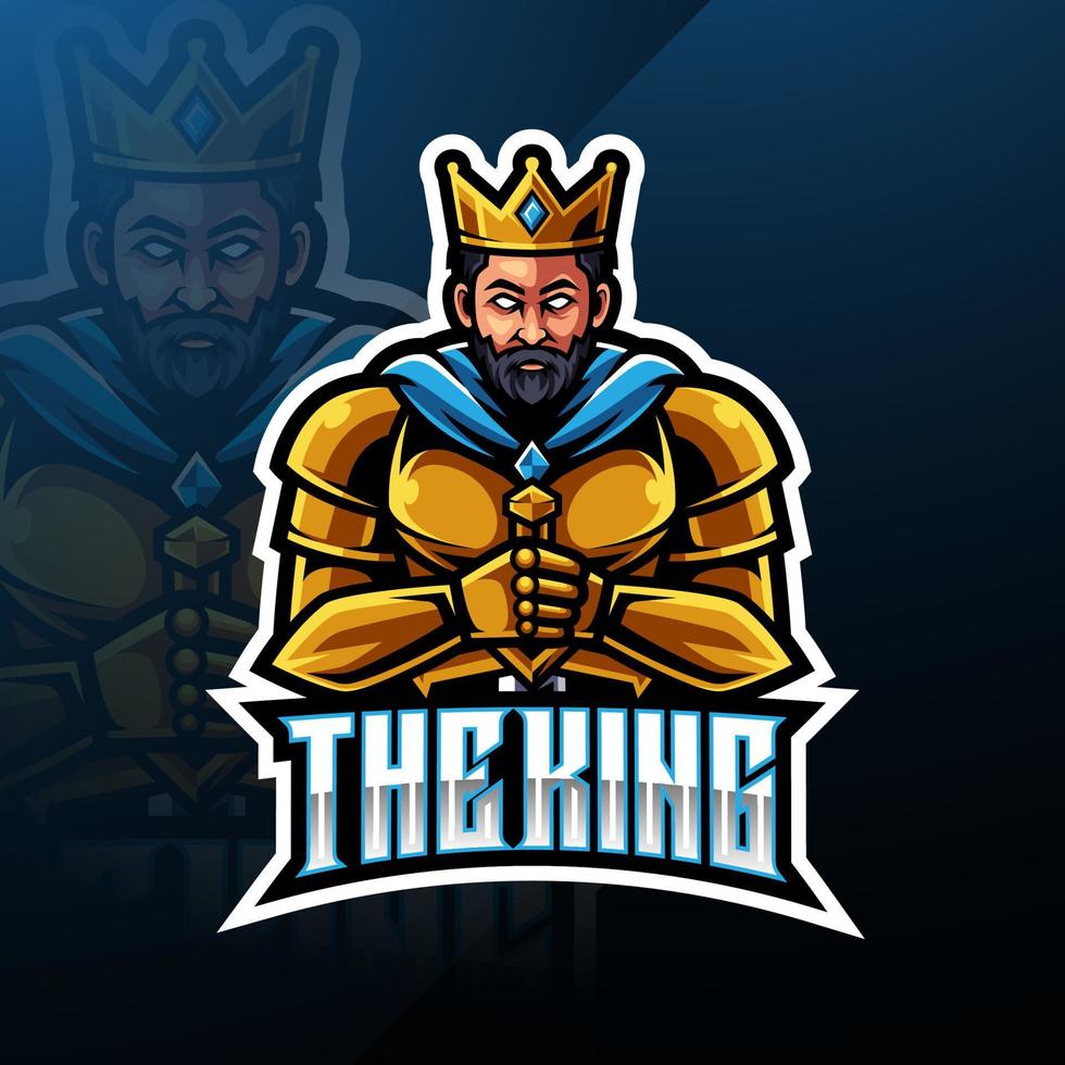 el diseño del logotipo de la mascota king esport vector