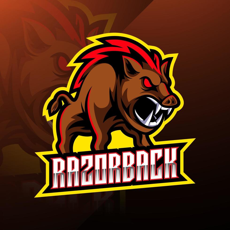 Razorback sport mascot logo design vector