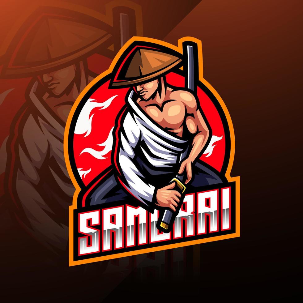 diseño de logotipo de mascota samurai esport vector