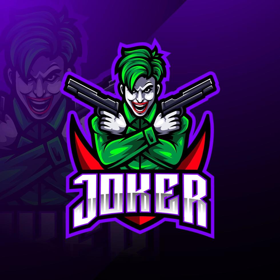 Joker esport mascot logo design vector