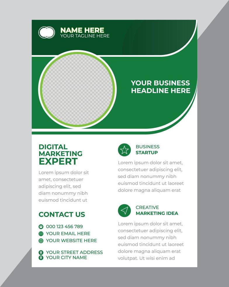 Green and white creative business poster design template vector