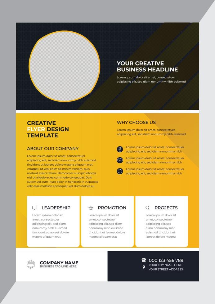 Concise yellow company business introduction flyer design template vector