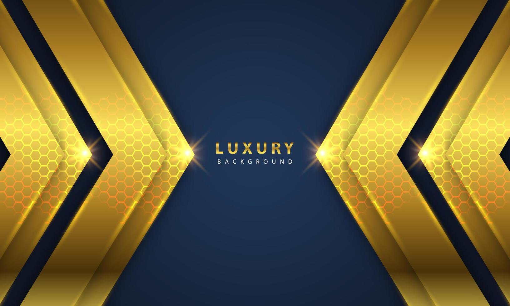 Abstract luxury background overlapping layers on dark space with golden glow effect vector