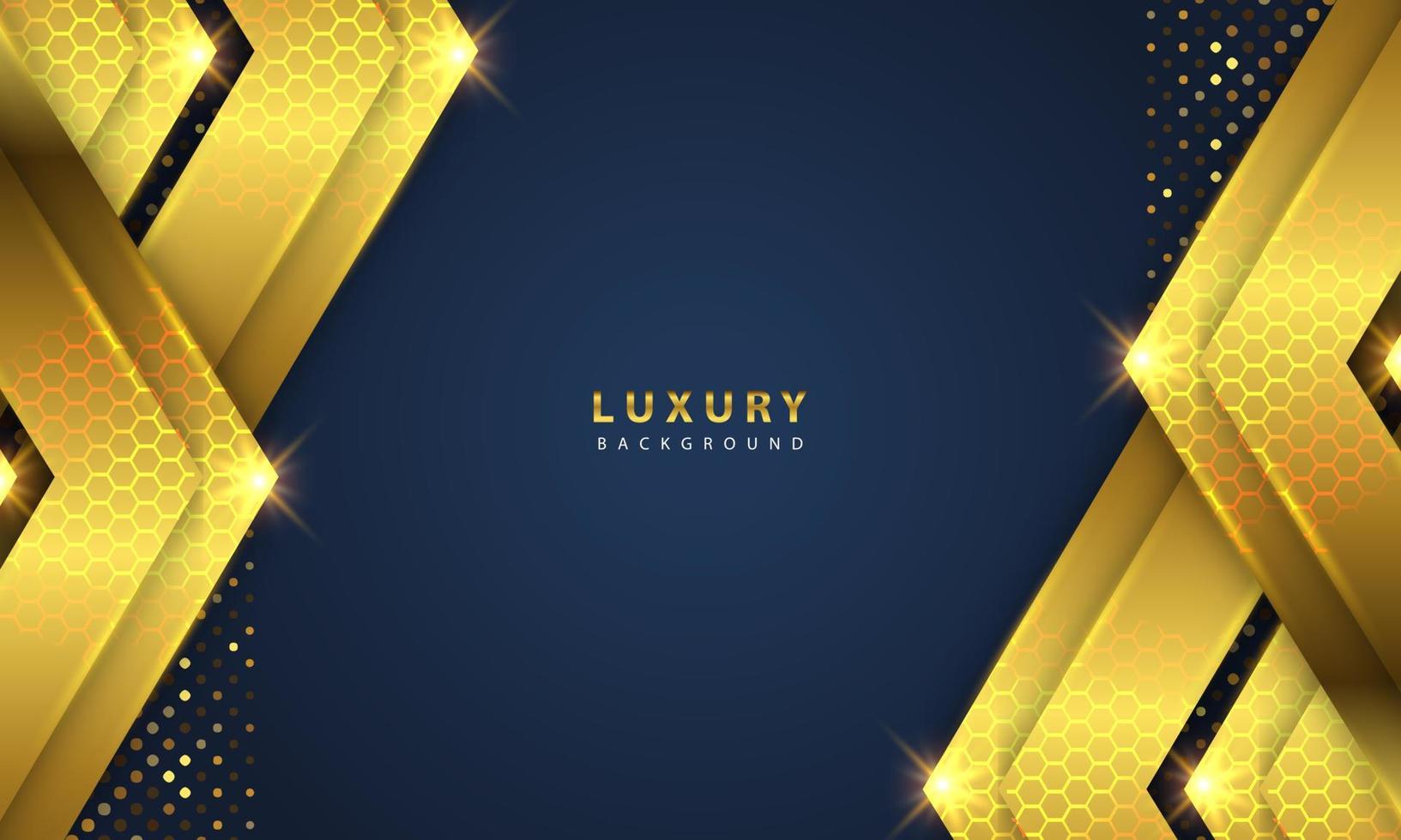 Abstract luxury background overlapping layers on dark space with golden glow effect vector