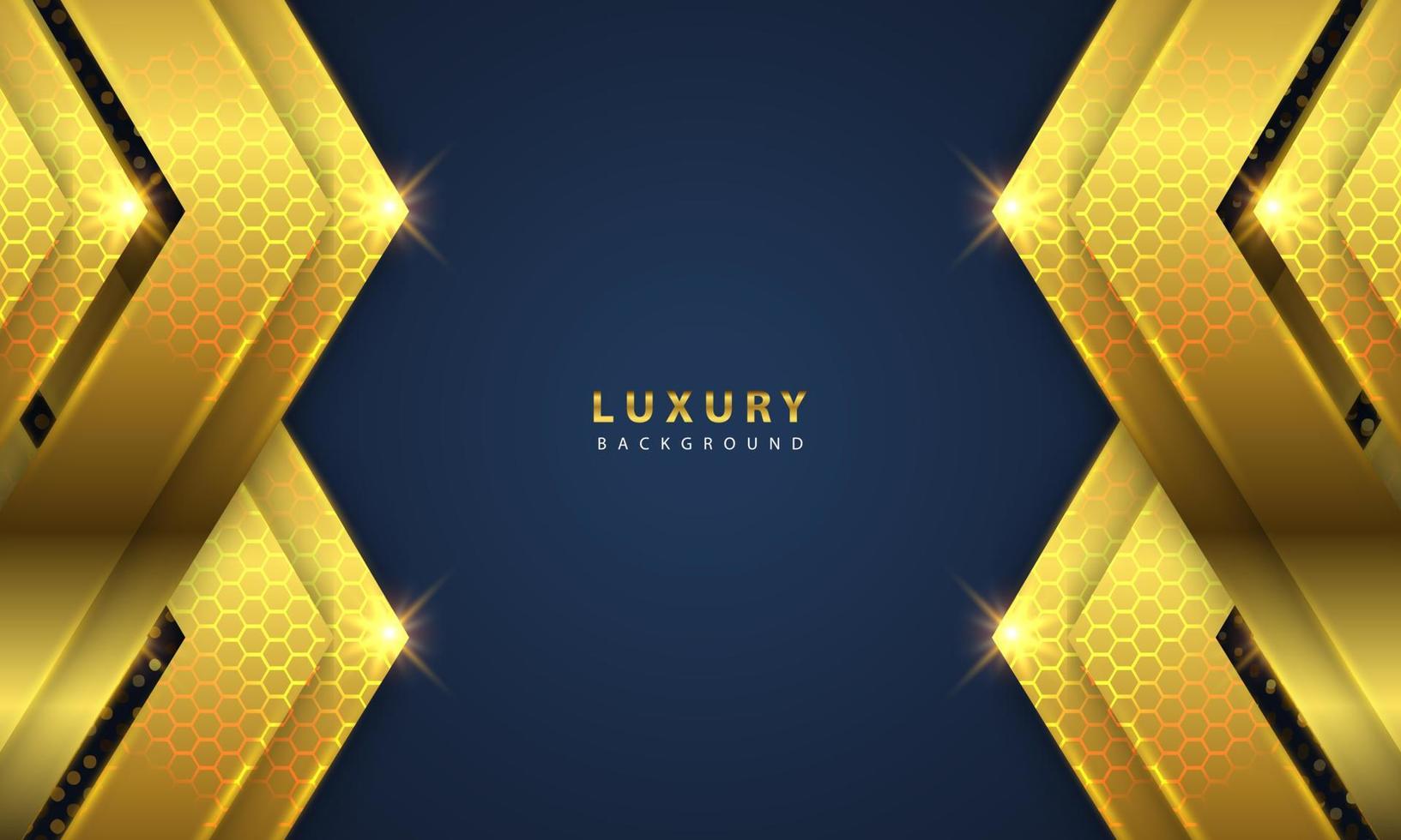 Abstract luxury background overlapping layers on dark space with golden glow effect vector