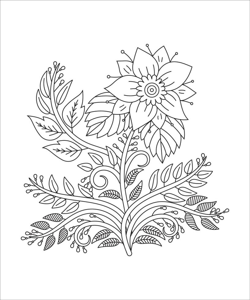 contorno mano dibujar ilustración vectorial. patrón de flores mehndi y mandala para dibujo de henna vector