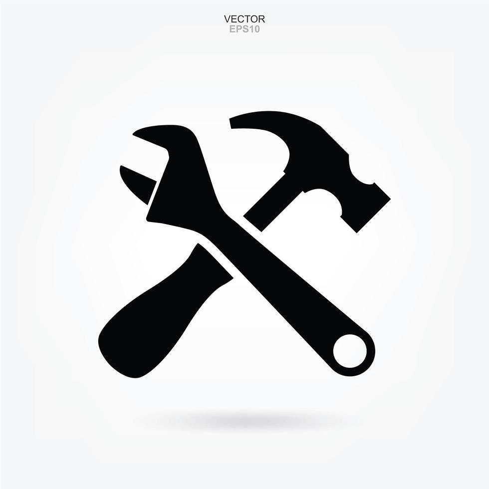 Hammer and Pliers wrench icon. Craftsman tool sign and symbol. Vector. vector