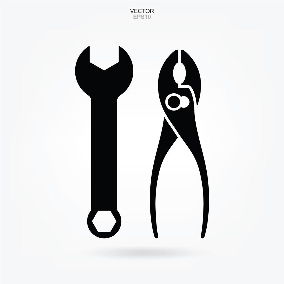 icono de herramienta de artesano. signo y símbolo de llave inglesa y destornillador. vector. vector