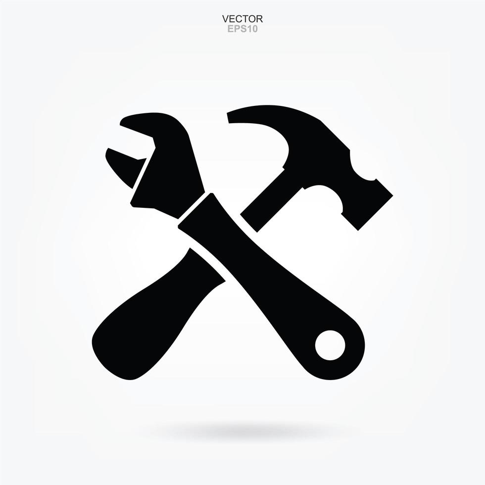 Hammer and Pliers wrench icon. Craftsman tool sign and symbol. Vector. vector