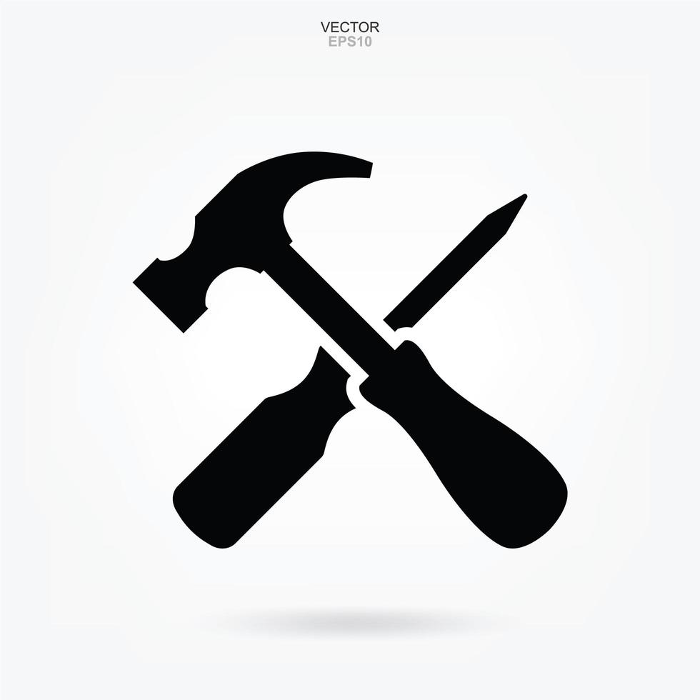icono de martillo y destornillador. signo y símbolo de herramienta de artesano. vector. vector