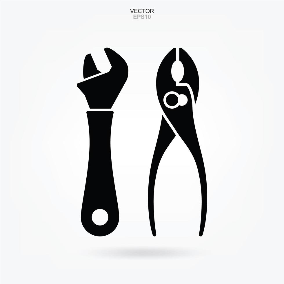 icono de herramienta de artesano. signo y símbolo de llave inglesa y destornillador. vector. vector