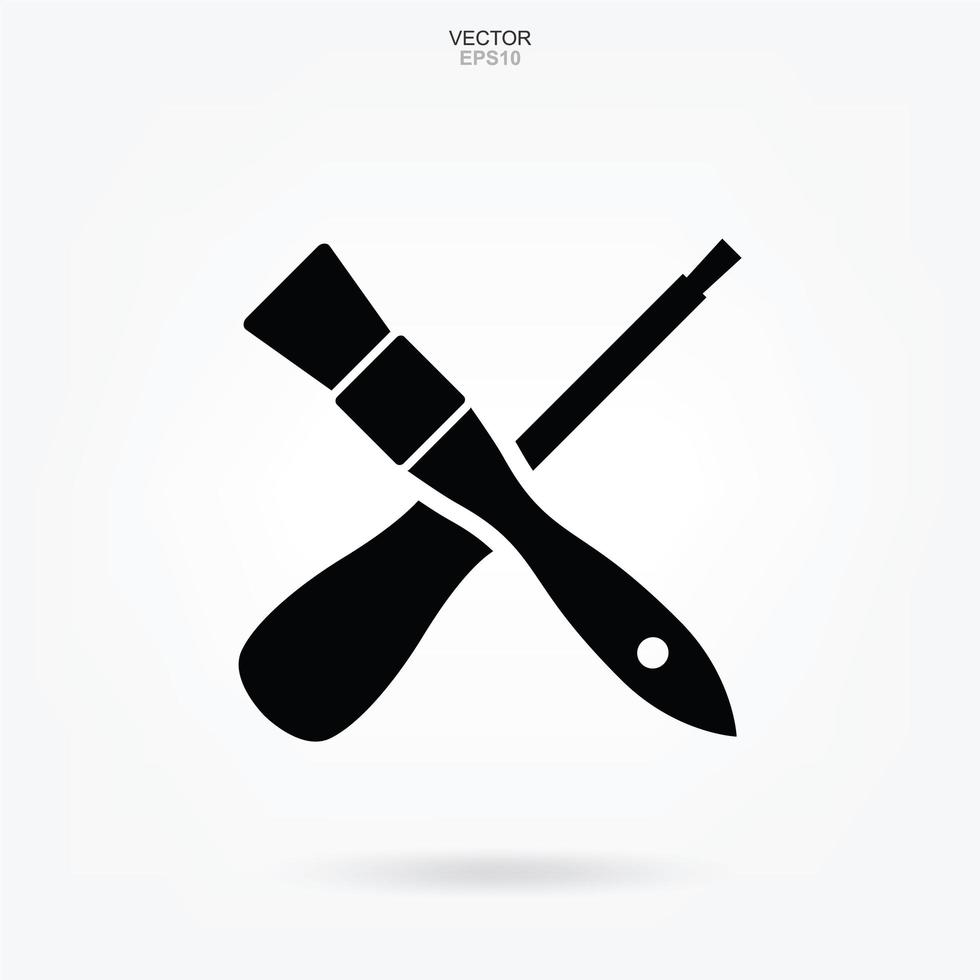 icono de pincel y destornillador. signo y símbolo de herramienta de artesano. vector. vector