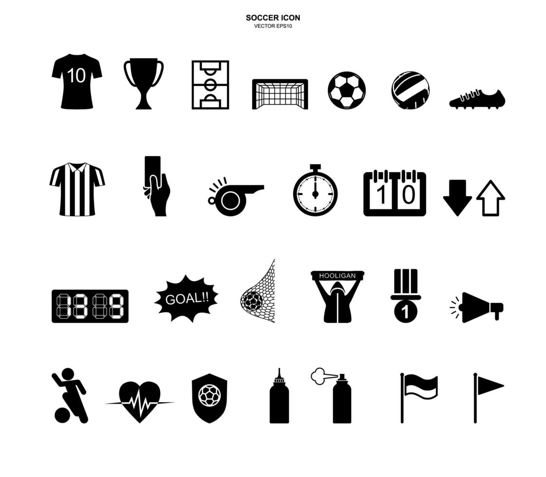 conjunto de iconos de fútbol soccer. signo y símbolo de deporte abstracto. vector. vector