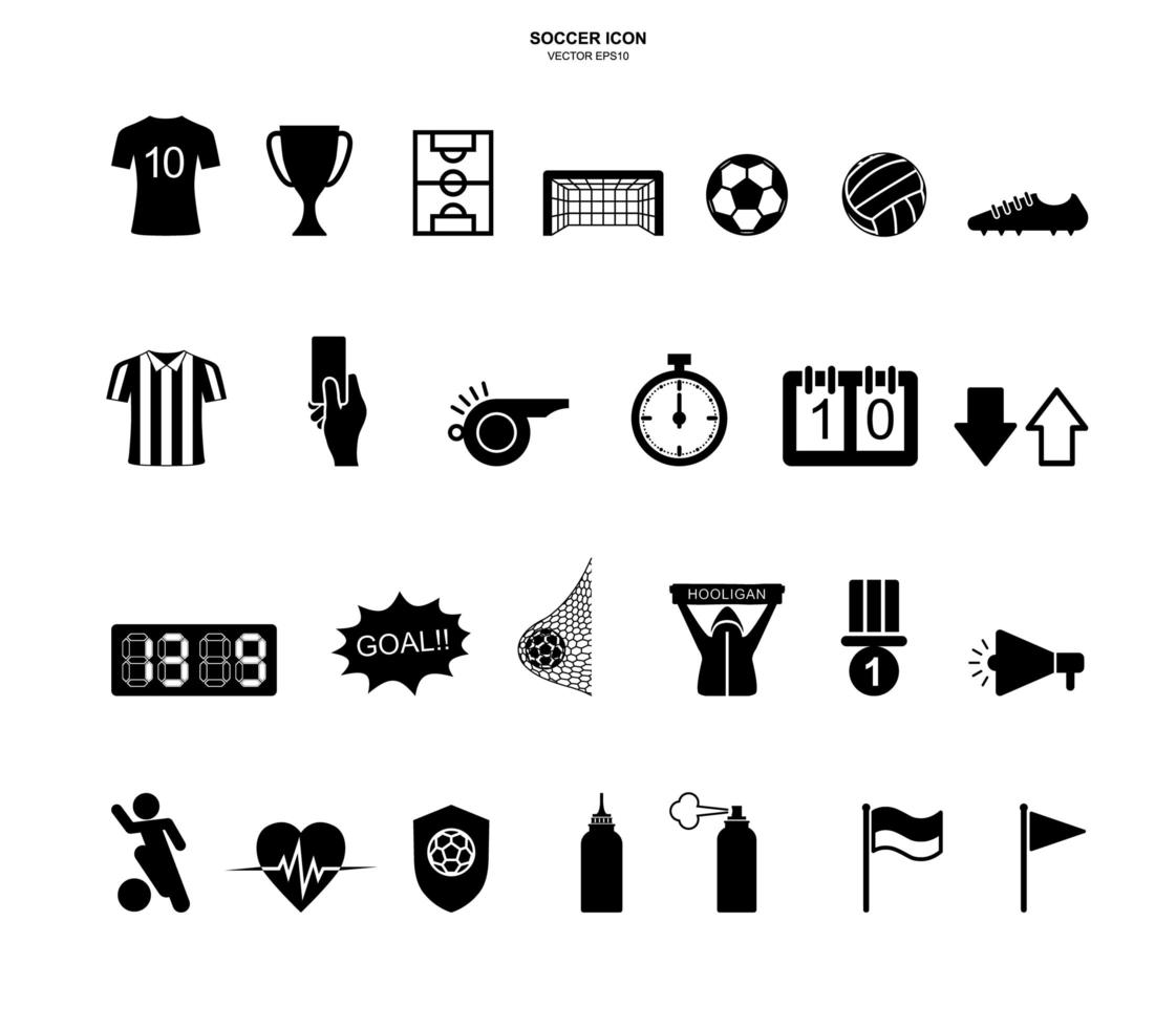 conjunto de iconos de fútbol soccer. signo y símbolo de deporte abstracto. vector. vector