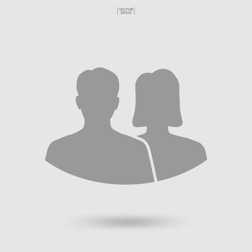 símbolo masculino y femenino. icono de perfil humano o icono de personas. signo y símbolo de hombre y mujer. vector. vector