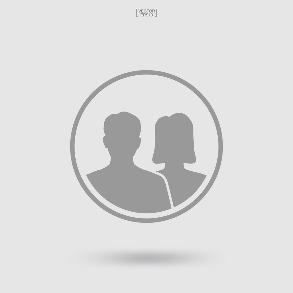 símbolo masculino y femenino. icono de perfil humano o icono de personas. signo y símbolo de hombre y mujer. vector. vector