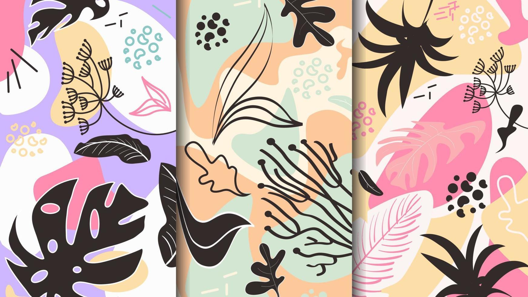 Seamless pattern with abstract flowers and leave vector