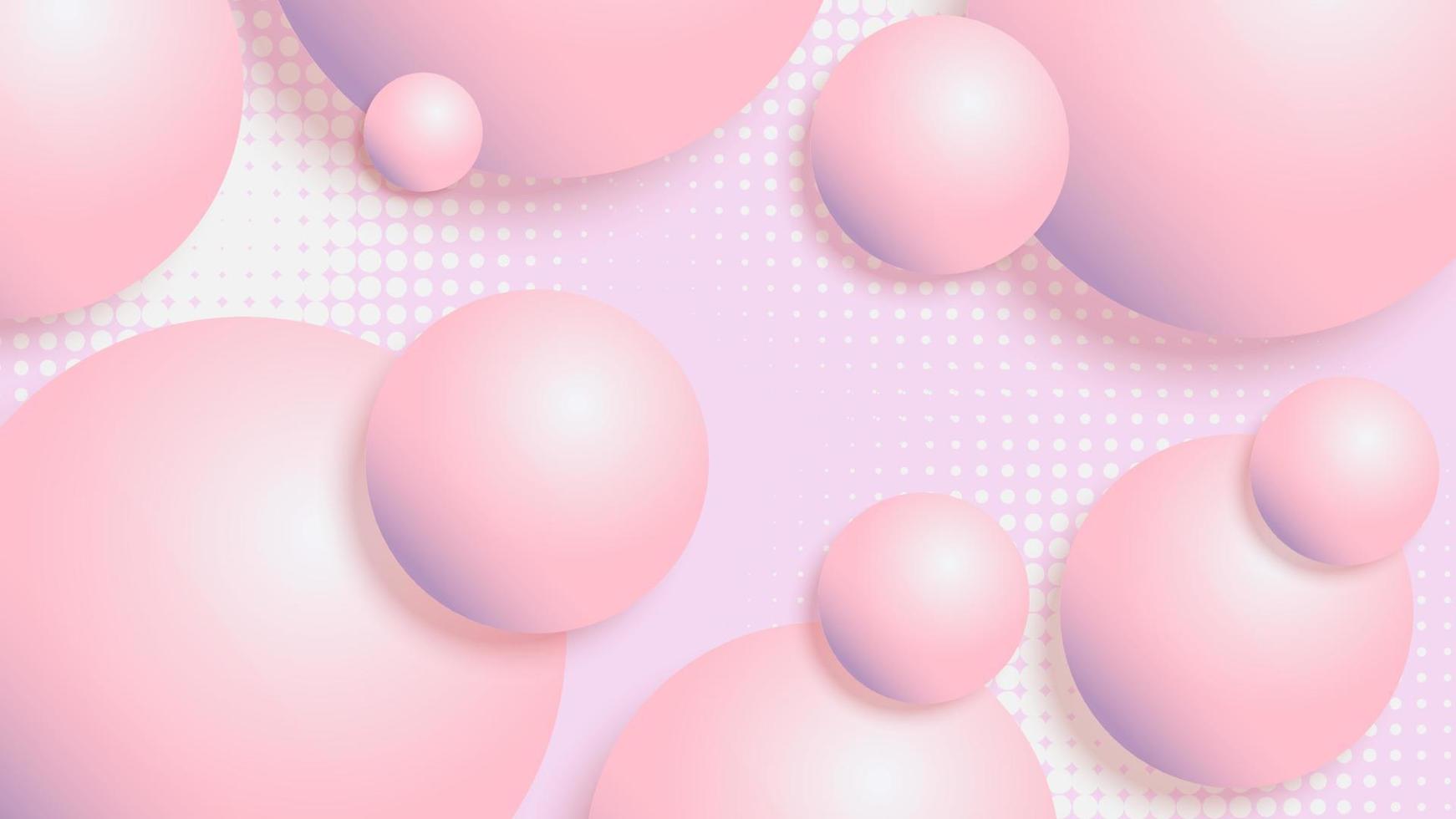 Abstract background with bouncing pink 3d spheres vector