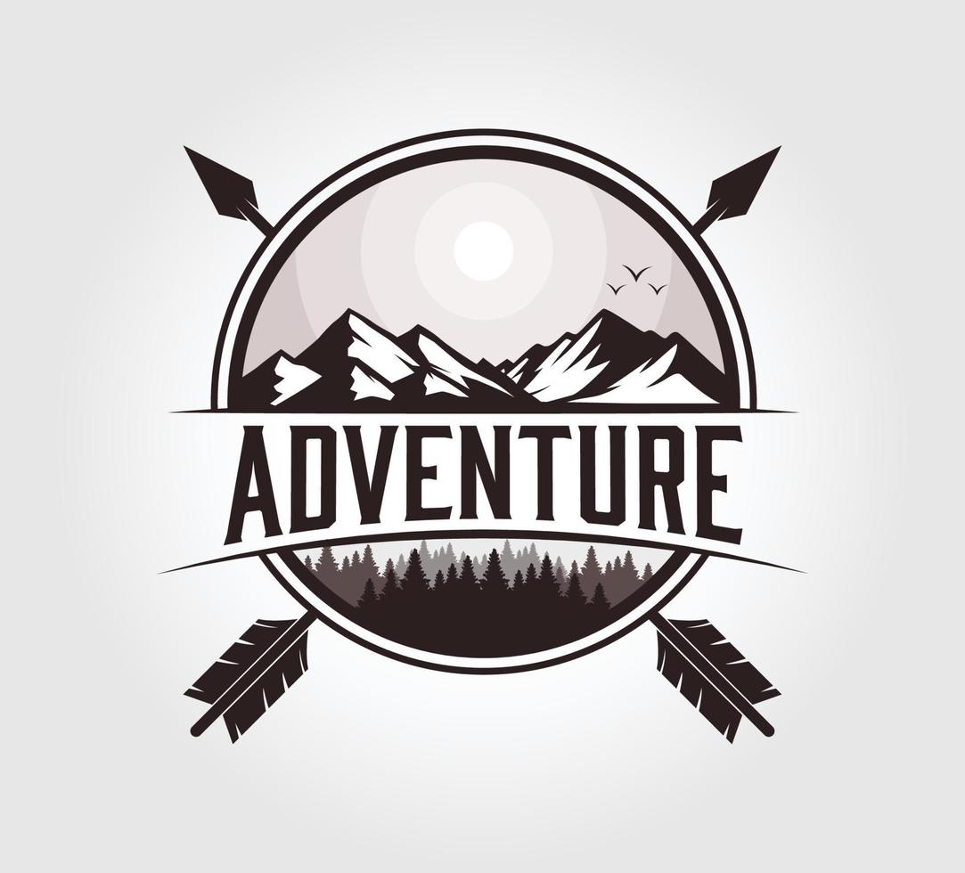 Illustration of landscape outdoors adventure badge odesign vector
