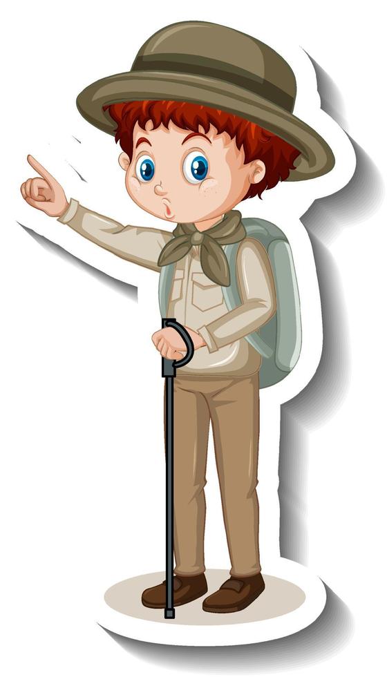 A sticker template of boy cartoon character vector