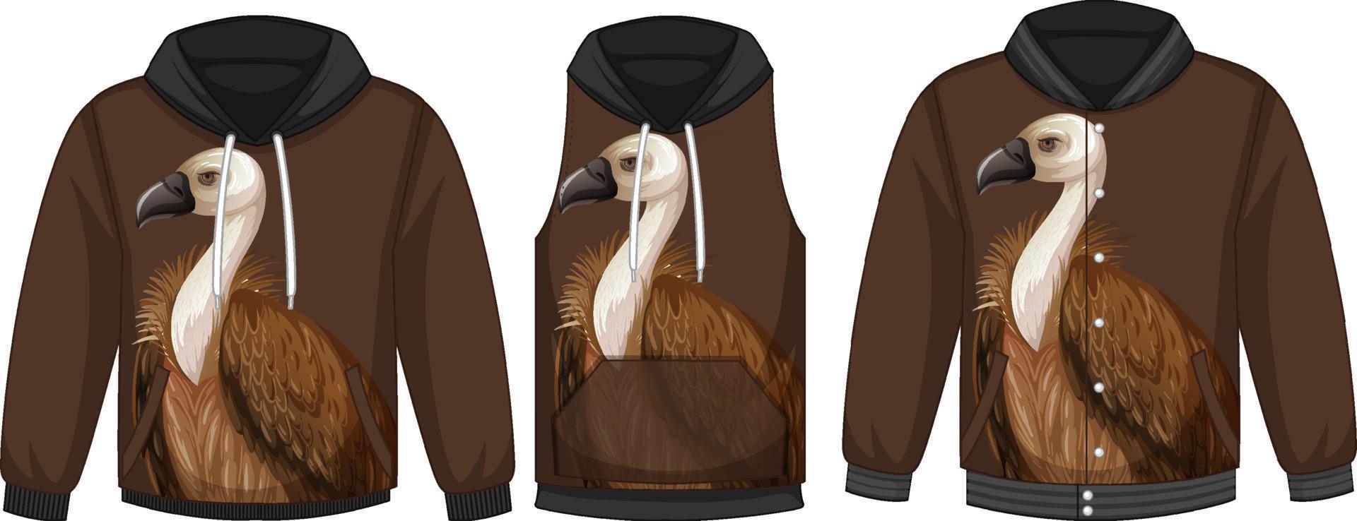 Set of different jackets with vulture template vector