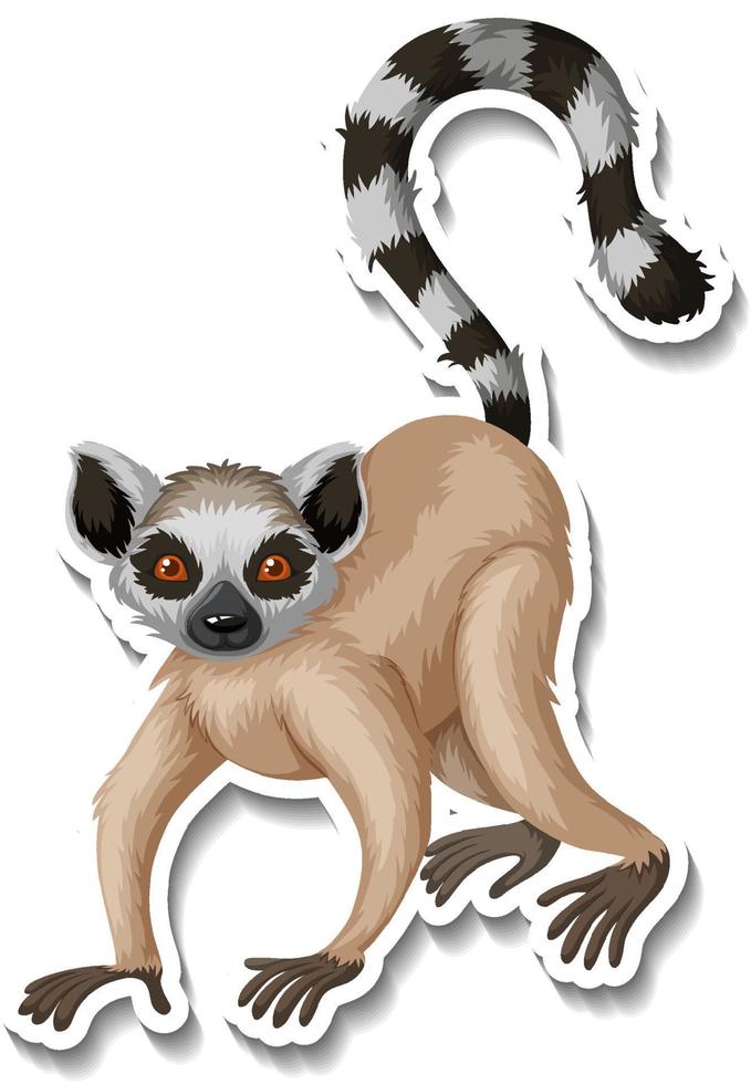 una plantilla de pegatina del personaje de dibujos animados de lémur vector
