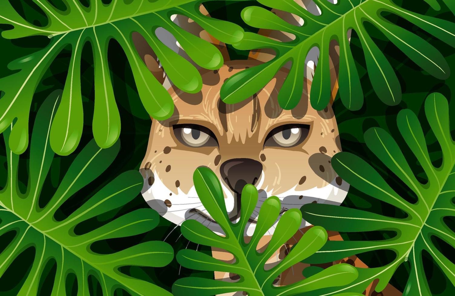 Caracal hidden in the jungle vector