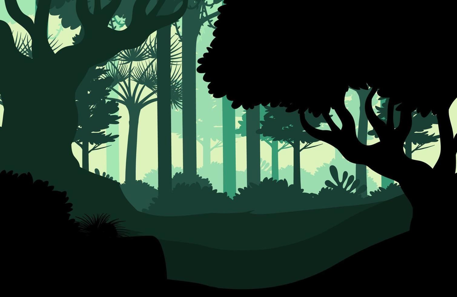 Silhouette dark forest landscape background vector