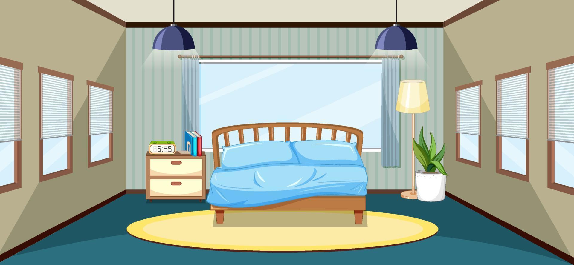 Diseño de interiores de dormitorio vacío con muebles. vector