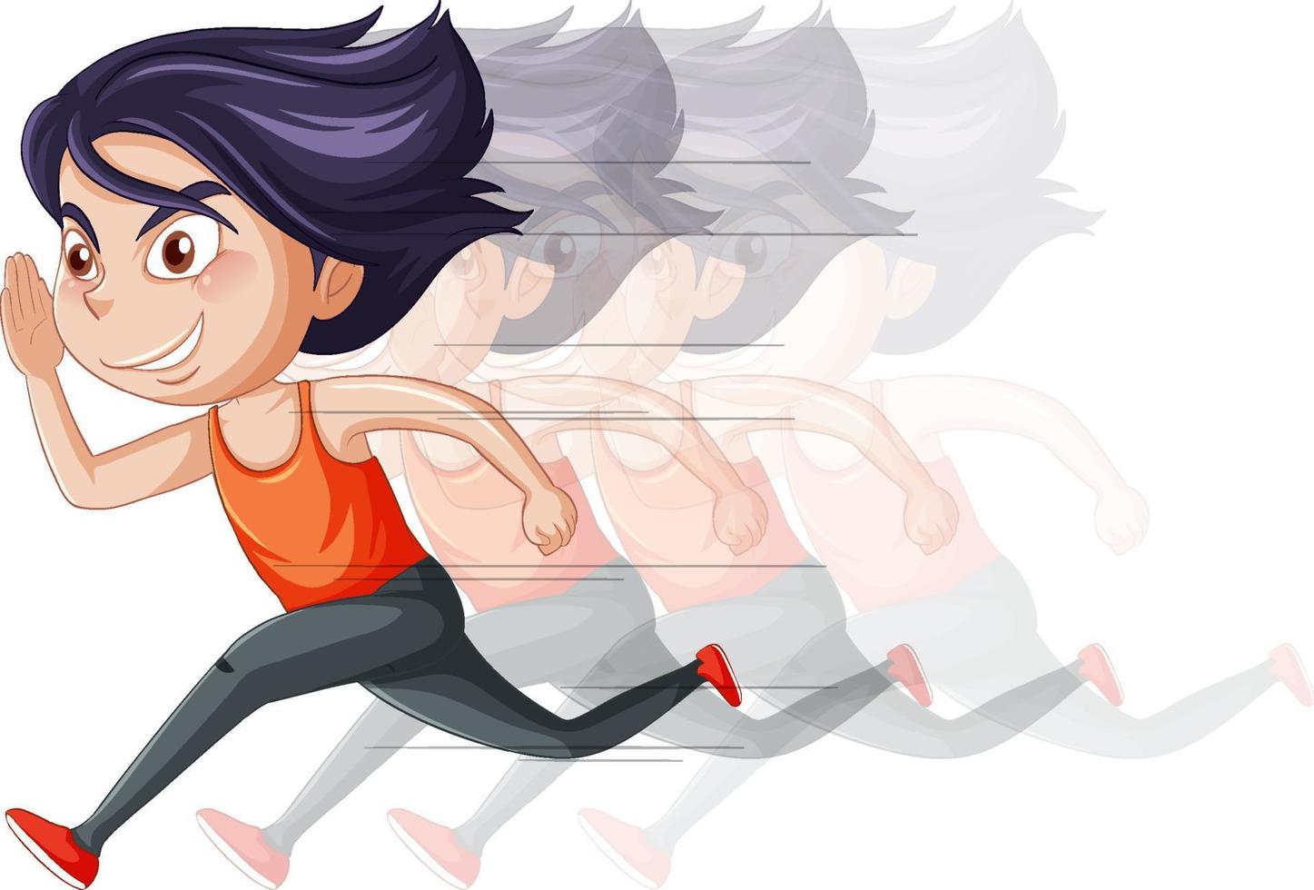 personaje de dibujos animados de niña corriendo sobre fondo blanco vector