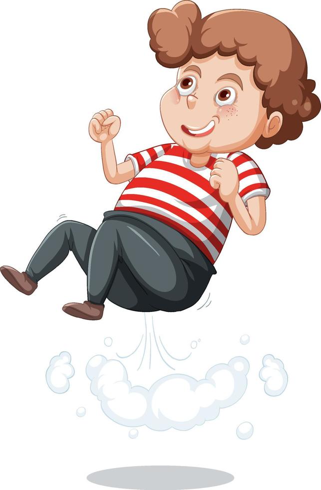 A boy jumping cartoon character sticker vector