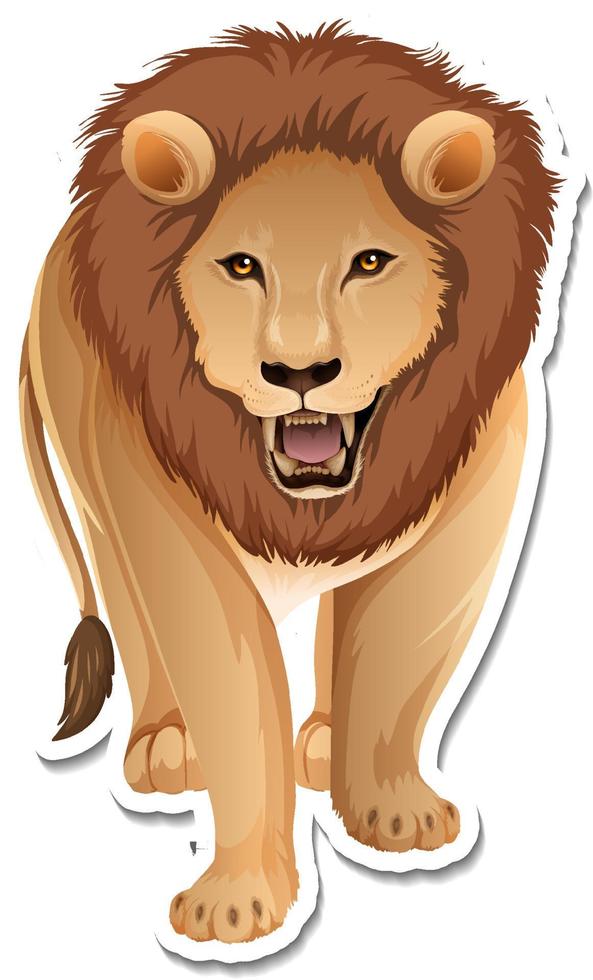 A sticker template of lion cartoon character vector