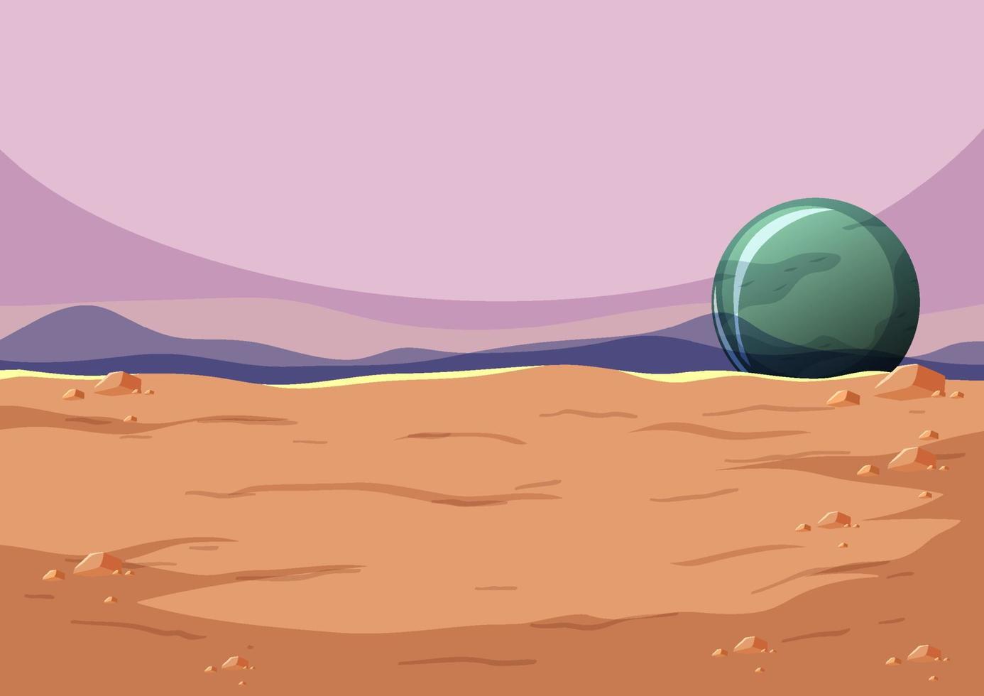 Outer space surface landscape with planet vector