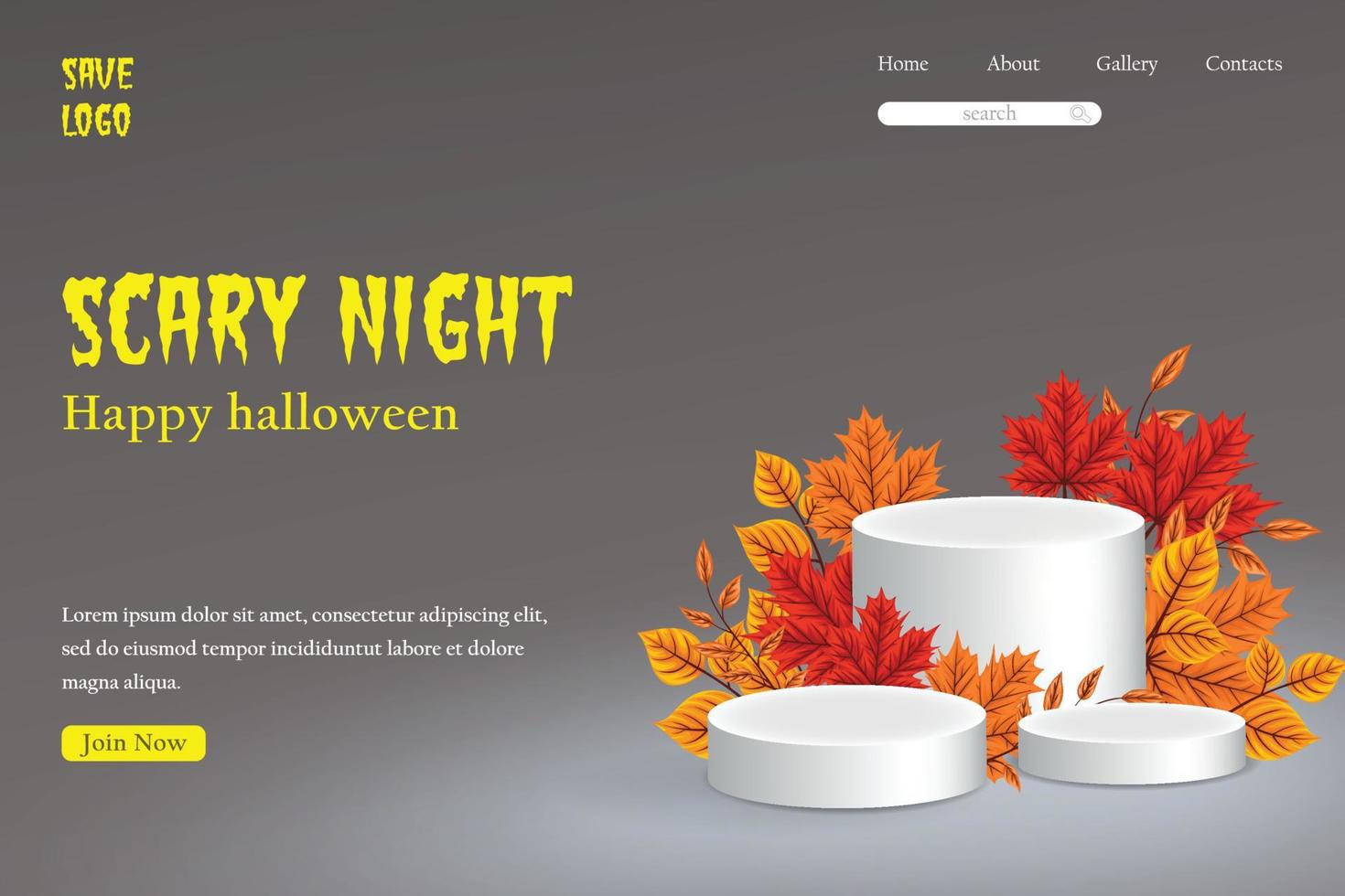 autumn landing page template and 3D product display combination vector