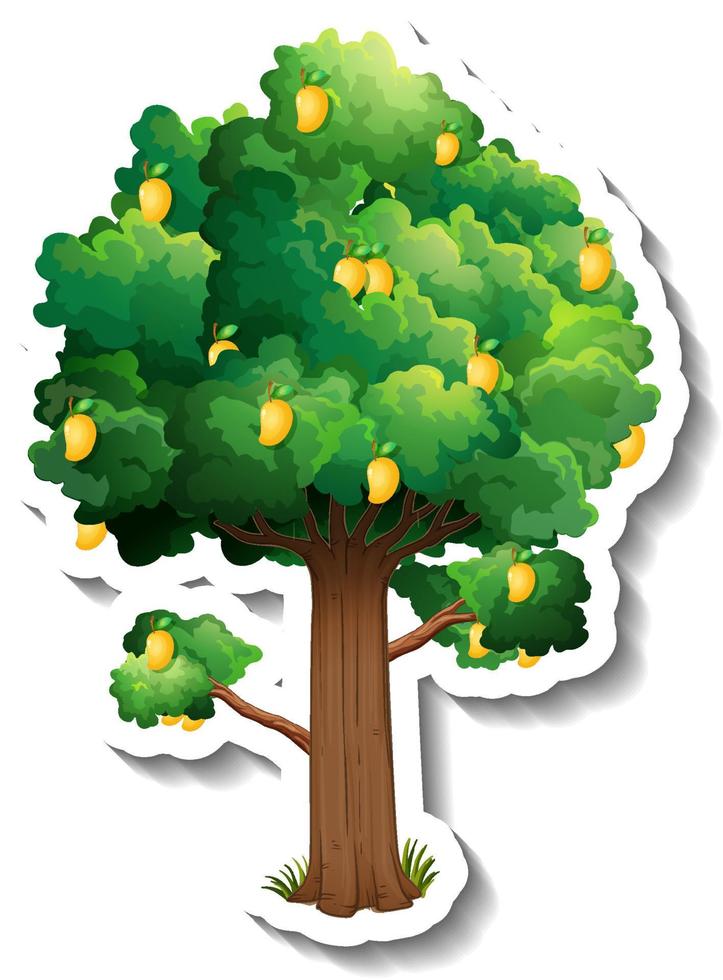 Mango tree sticker on white background vector