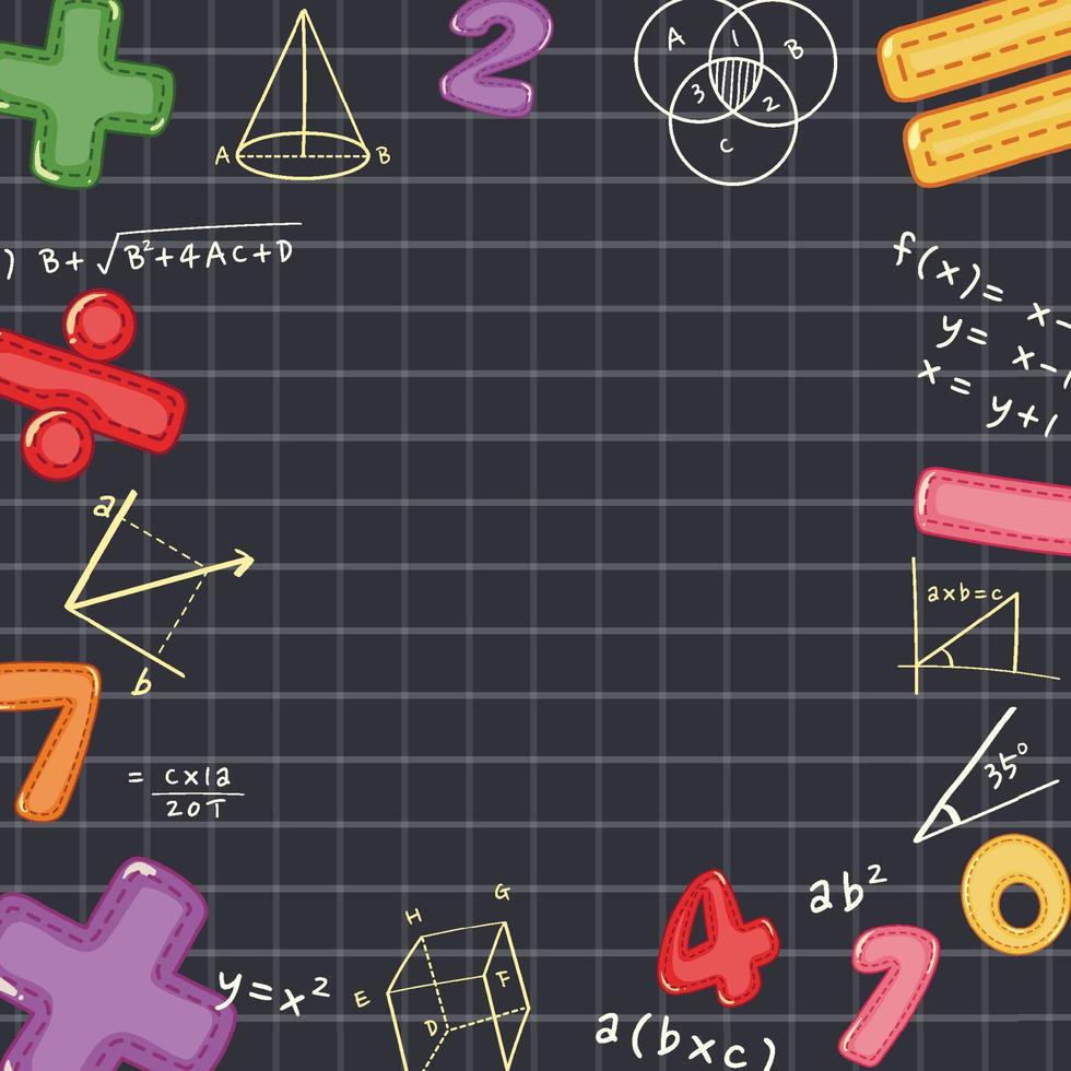 Doodle math objects border vector