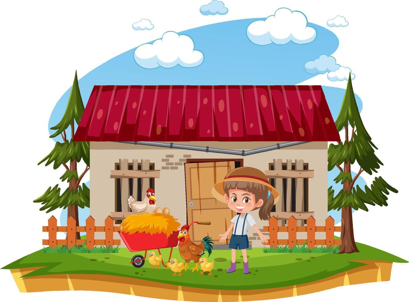 Farmer at the rural old farm house vector