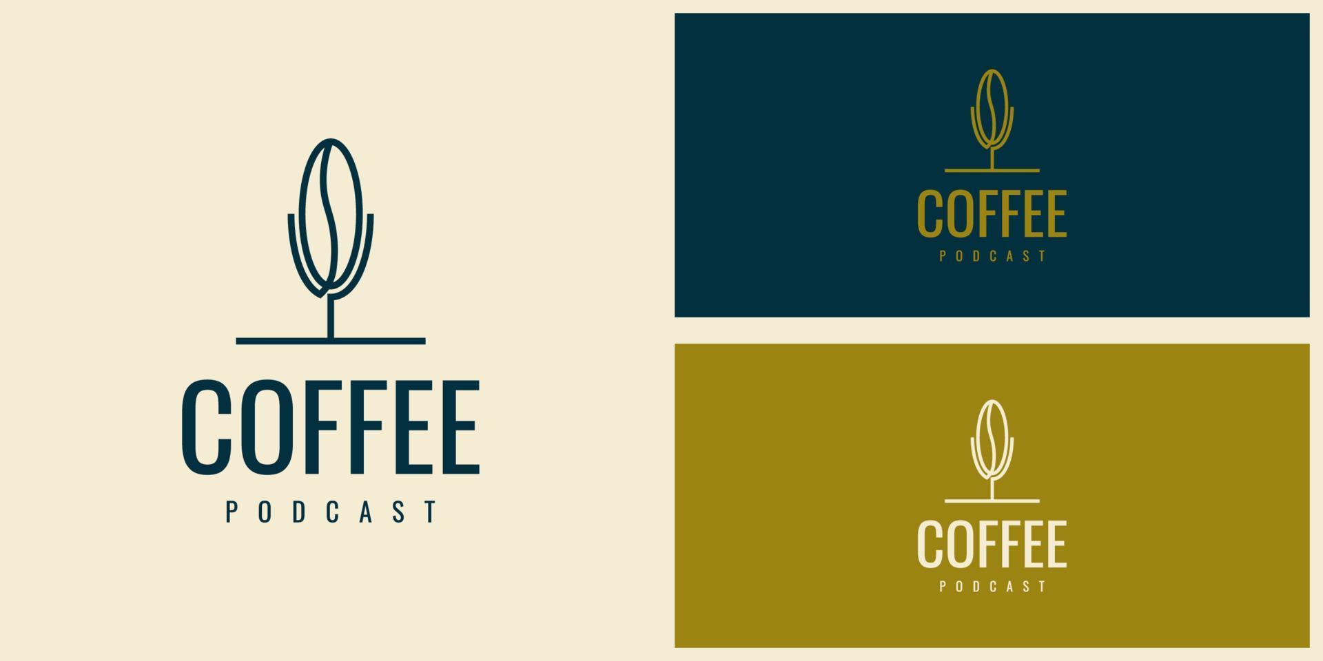 diseño de plantilla de ilustración de logotipo de podcast de café vector