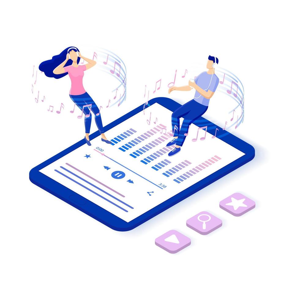 Concept of online music and online radio. vector