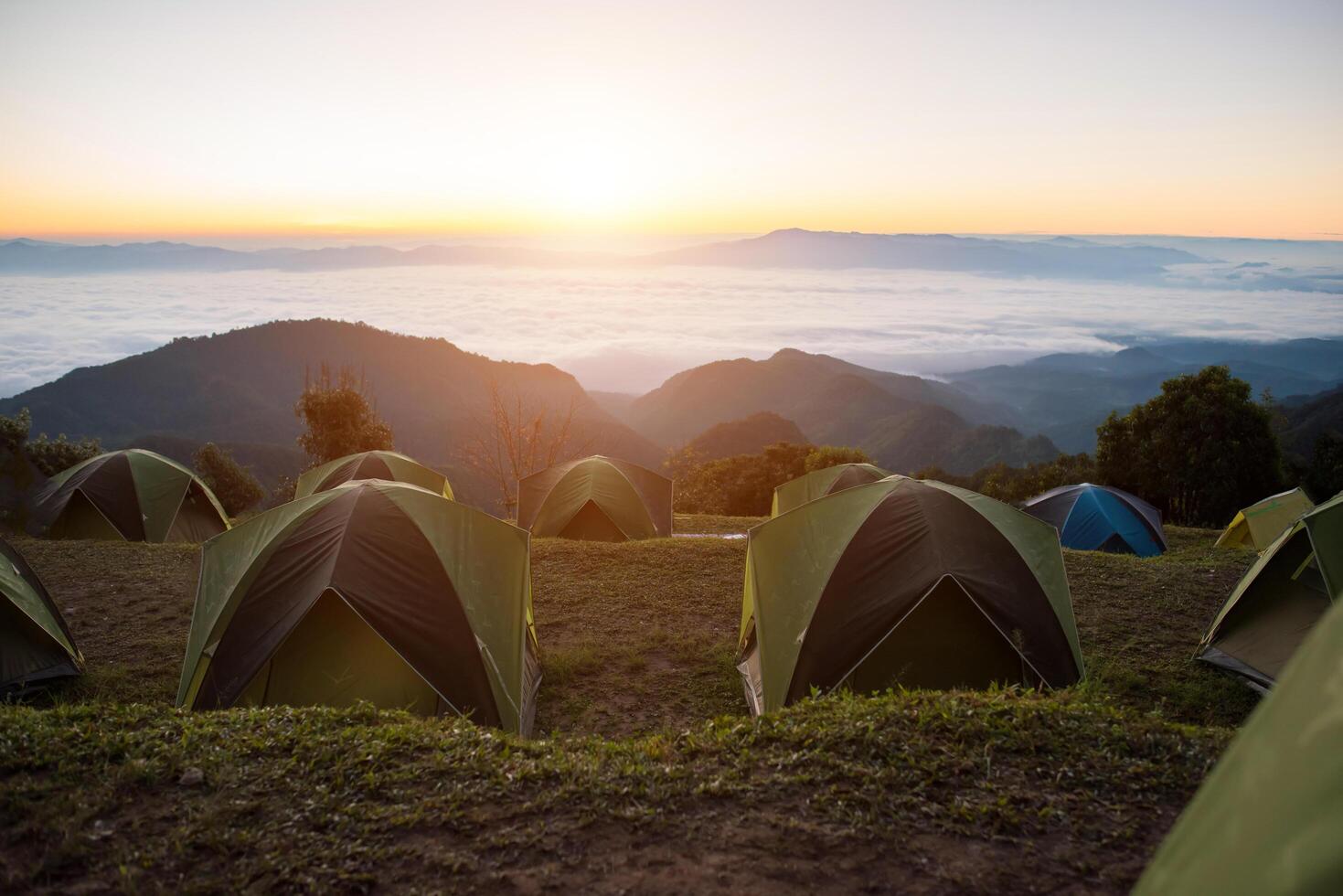 Morning Camping in the mountain background photo