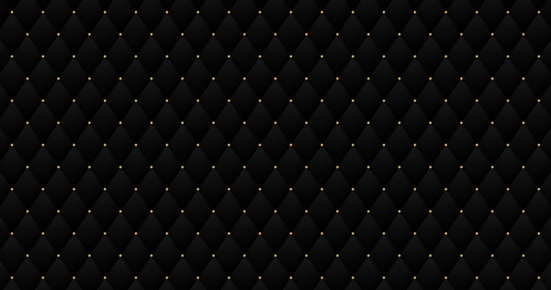 Forma de rombo geométrico negro abstracto con patrón de puntos dorados de lujo. vector