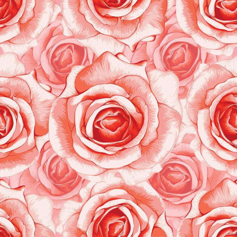 Seamless pattern floral beautiful pink pastel Rose flowers vintage abstract background. Vector illustration hand drawing dry watercolor.