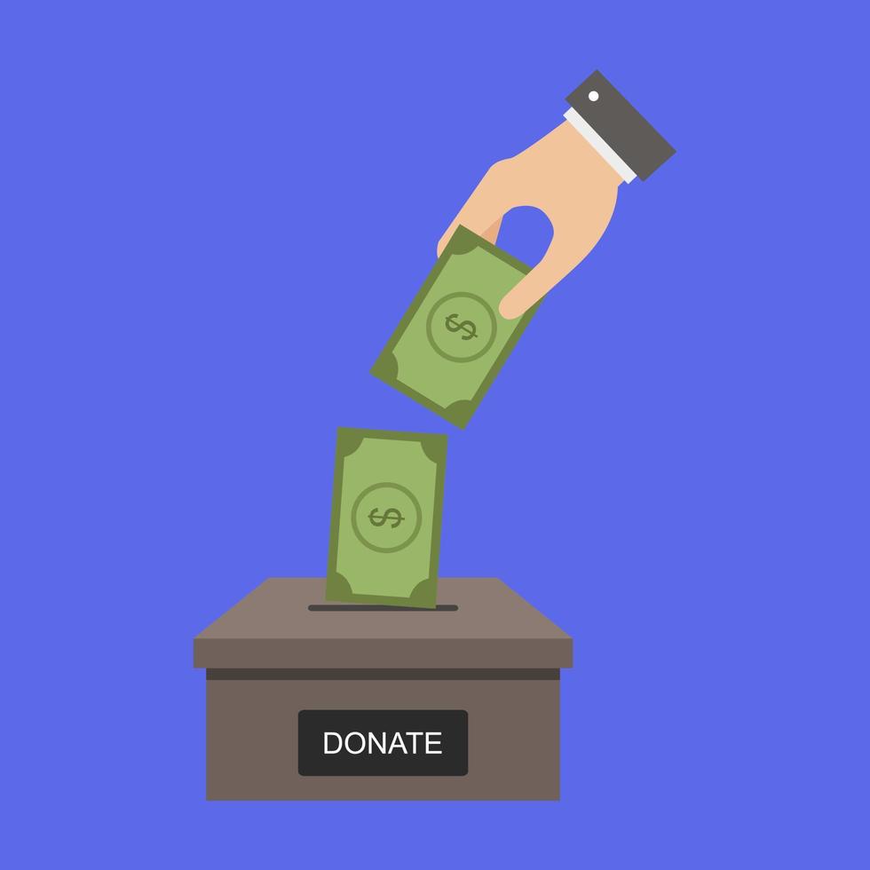 Donate money on background vector